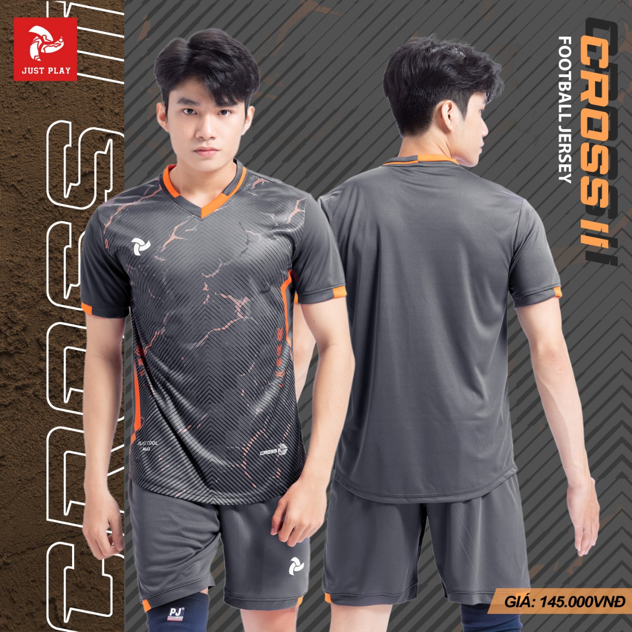 Bộ quần áo bóng đá Justplay Cross II – Xám (1) Bo quan ao bong da Justplay Cross II – Xam 1