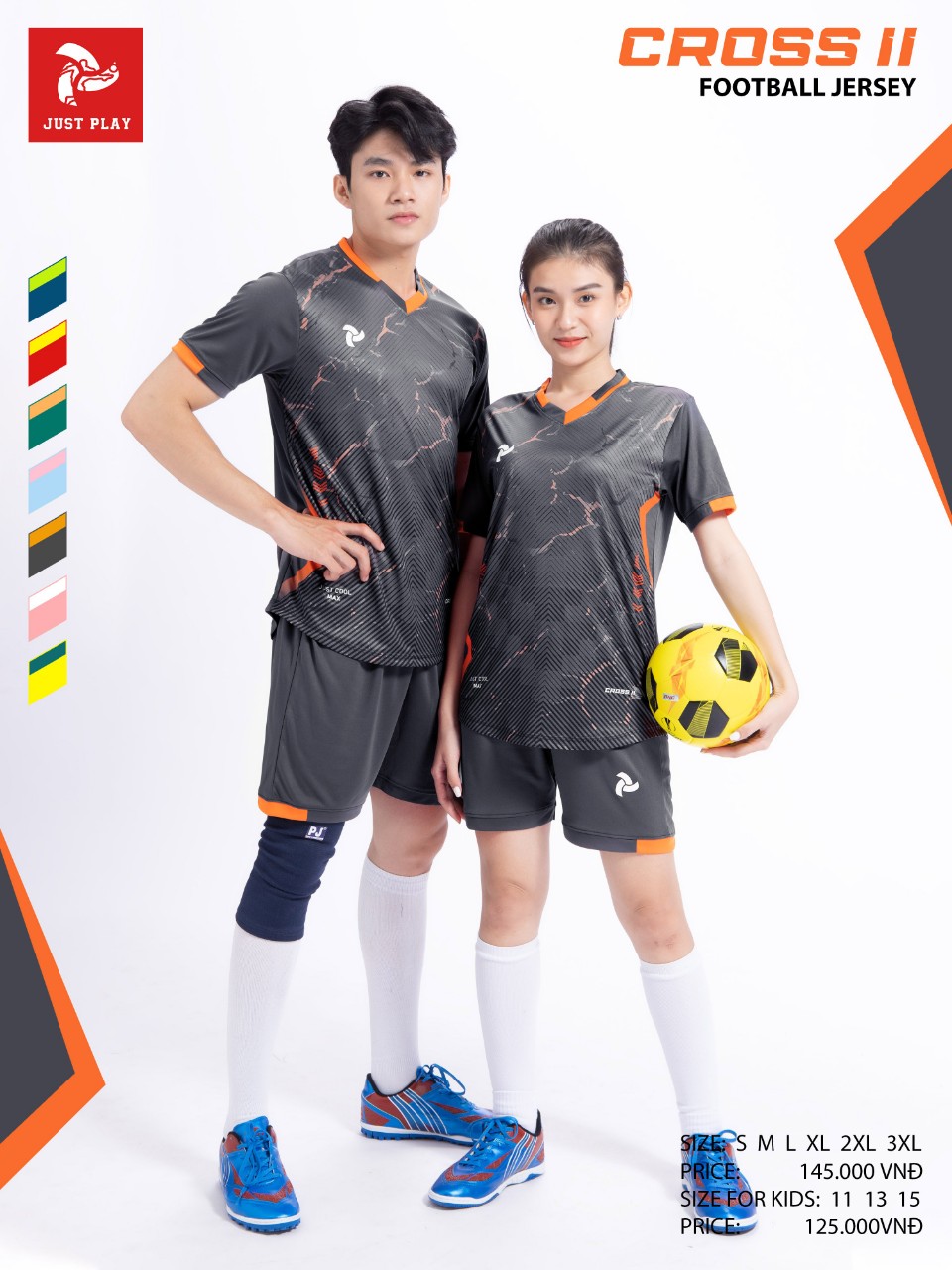 Bộ quần áo bóng đá Justplay Cross II – Xám (4) Bo quan ao bong da Justplay Cross II – Xam 4
