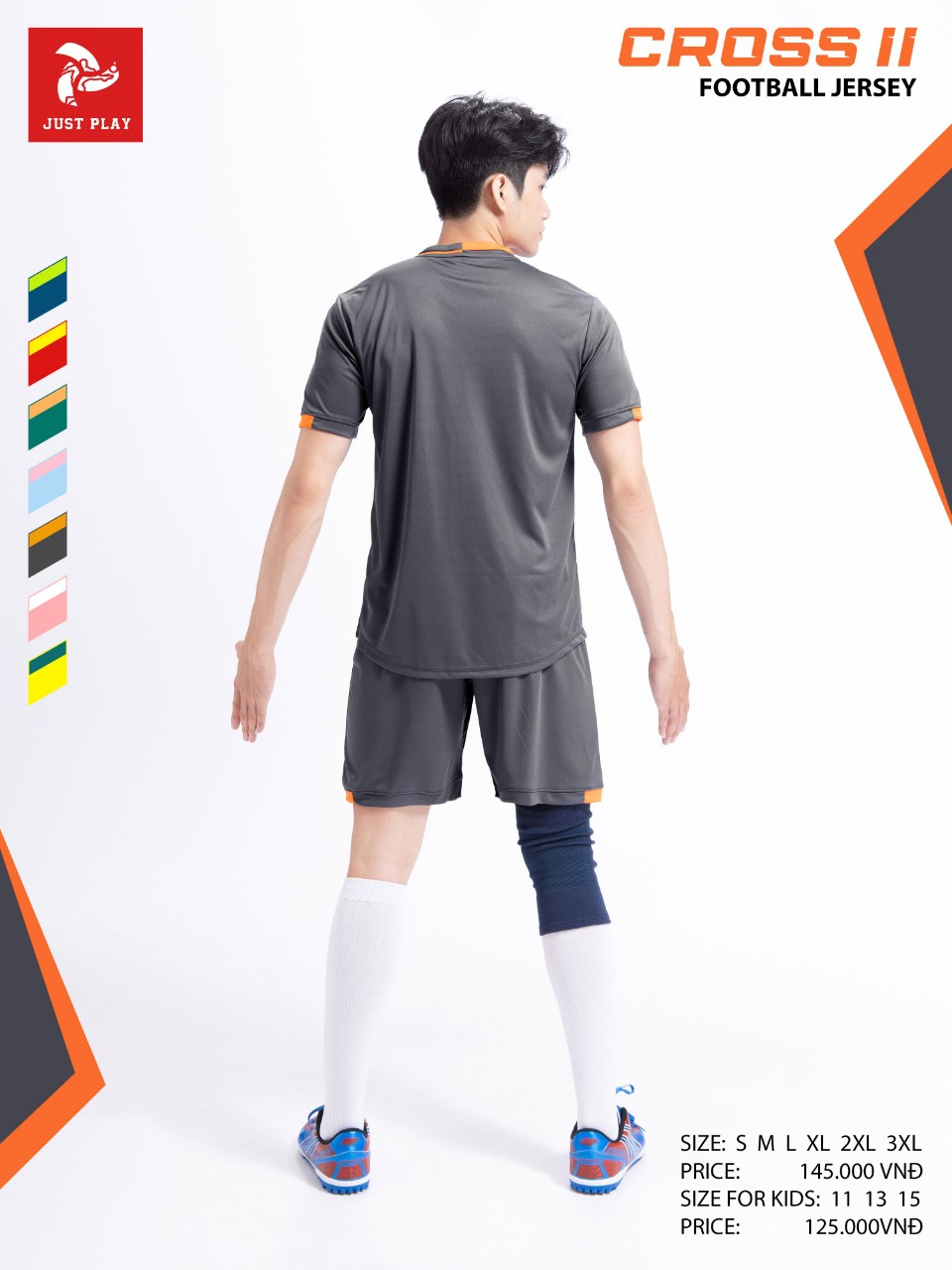 Bộ quần áo bóng đá Justplay Cross II – Xám (6) Bo quan ao bong da Justplay Cross II – Xam 6